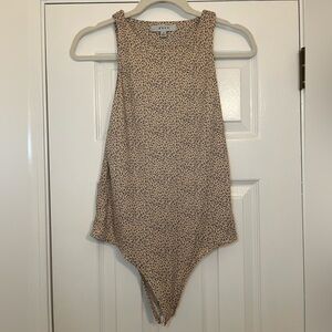 Gaze Light Beige Leopard Print Tank Bodysuit Size Medium